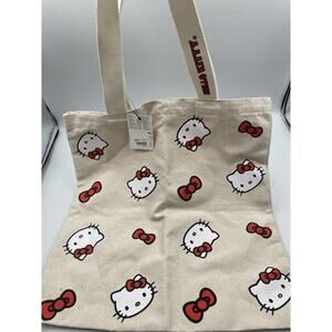 Hello Kitty Canvas Faces And Ref Bow Tote NEW With Tags - Fast Shipping!